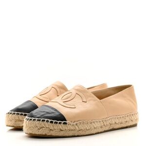 Lambskin CC Espadrilles 37 Beige and black
